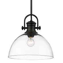 Golden Canada 3118-L BLK-CLR - Yep by Golden Lighting Hines 1-light 14in Pendant in Matte Black and Clear Glass
